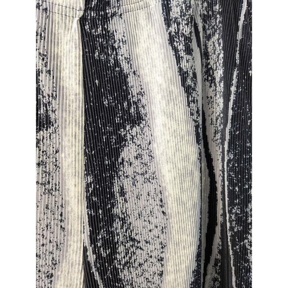 One Day Size 2 Pleated Ribbed Tie Dye Straight Pants Black White High Waist Boho - Picture 9 of 10